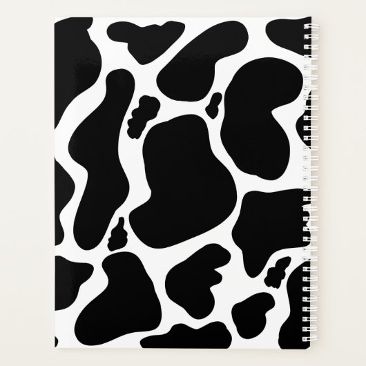 Einfache Schwarz-weiße Kuh Spots Tier Planer (Rückseite)