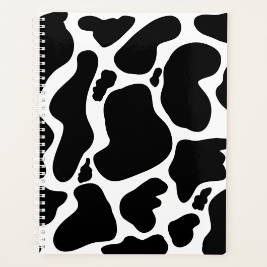 Einfache Schwarz-weiße Kuh Spots Tier Planer (Vorderseite)