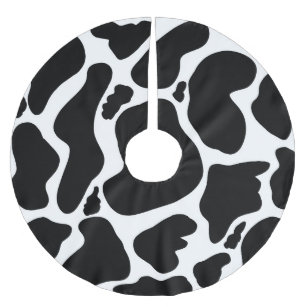 Einfache Schwarz-weiße Kuh Spots Tier Polyester Weihnachtsbaumdecke