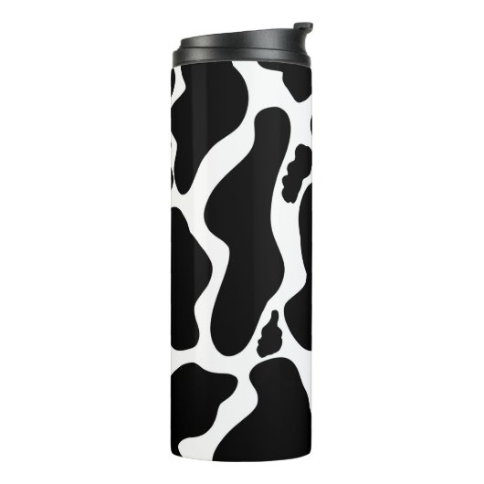 Einfache Schwarz-weiße Kuh Spots Tier Thermosbecher (Nach links gedreht)