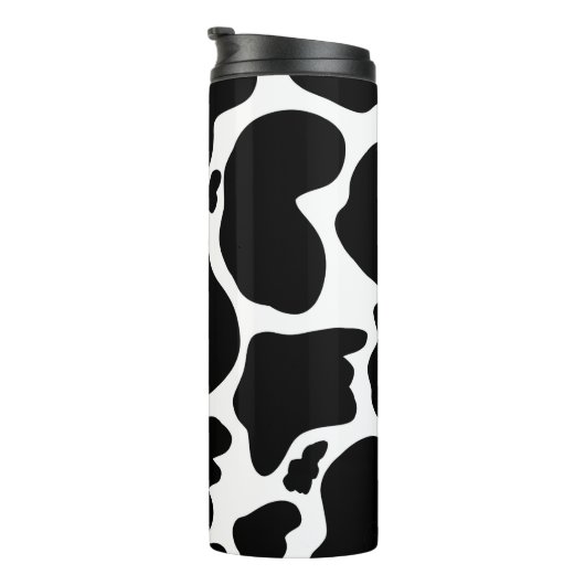 Einfache Schwarz-weiße Kuh Spots Tier Thermosbecher (Nach rechts gedreht)