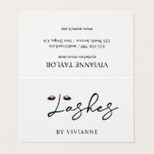 Einfache Schwarz-weiße Lash Business Card Visitenkarten (Außenseite Aufgefaltet)