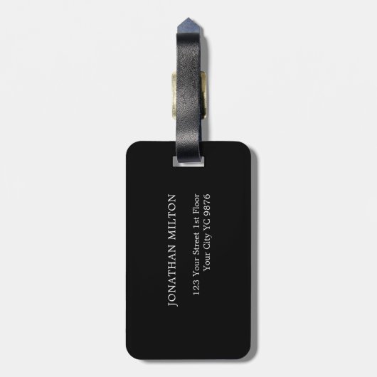 Einfache Schwarz-weiße Linien Blue Bold Monogram Gepäckanhänger (Rückseite vertikal)