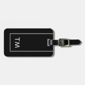 Einfache Schwarz-weiße Linien fett Monogramm Gepäckanhänger (Vorderseite horizontal)