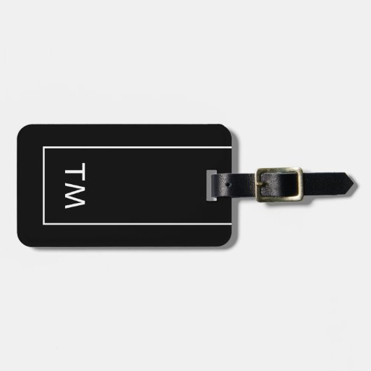 Einfache Schwarz-weiße Linien fett Monogramm Gepäckanhänger (Vorderseite horizontal)