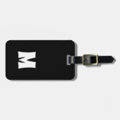 Einfache Schwarz-weiße Linien fett Monogramm Gepäckanhänger (Vorderseite horizontal)