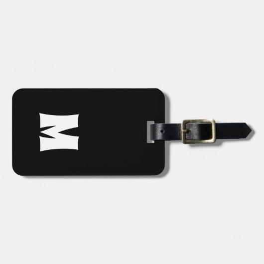 Einfache Schwarz-weiße Linien fett Monogramm Gepäckanhänger (Vorderseite horizontal)