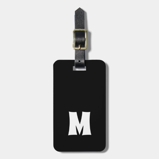 Einfache Schwarz-weiße Linien fett Monogramm Gepäckanhänger (Vorderseite vertikal)