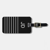 Einfache Schwarz-weiße Linien Monogramm Gepäckträg Gepäckanhänger (Vorderseite horizontal)