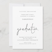 Einfache Schwarz-weiße Luncheon Abschluss Einladung (Vorderseite)