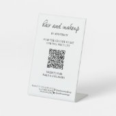 Einfache schwarz-weiße Makeup-Digital-QR-Preise Sockelschild (Vorderseite)