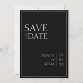 Einfache Schwarz-weiße Minimal-Typografie Save The Date (Vorderseite)