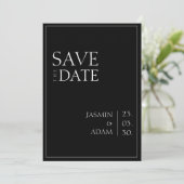 Einfache Schwarz-weiße Minimal-Typografie Save The Date (Stehend Vorderseite)