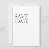 Einfache Schwarz-weiße Minimal-Typografie Save The Date (Rückseite)