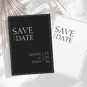 Einfache Schwarz-weiße Minimal-Typografie Save The Date
