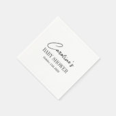 Einfache Schwarz-weiße Minimalistische Babydusche Serviette (Ecke)