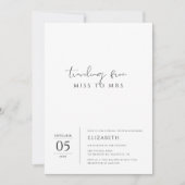 Einfache Schwarz-weiße Miss an Frau Brautparty Fot Einladung (Vorderseite)