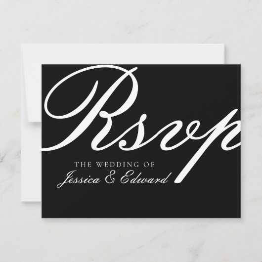 Einfache Schwarz-weiße Moderne Elegante Minimale S RSVP Karte (Vorderseite)