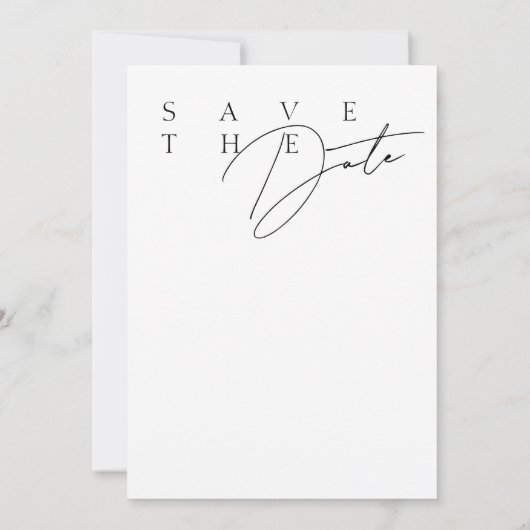 Einfache Schwarz-weiße moderne Hochzeit Save The Date (Rückseite)