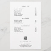 Einfache Schwarz-weiße, moderne Preisliste (Rückseite)