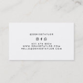 Einfache Schwarz-weiße, moderne Quadrat minimalist Visitenkarte (Rückseite)