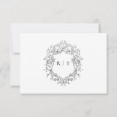 Einfache Schwarz-weiße Mongram-Hochzeit RSVP Karte (Rückseite)