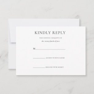 Einfache Schwarz-weiße Mongram-Hochzeit RSVP Karte