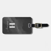 Einfache Schwarz-weiße Monogramm Gepäckanhänger (Vorderseite horizontal)