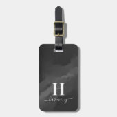 Einfache Schwarz-weiße Monogramm Gepäckanhänger (Vorderseite vertikal)
