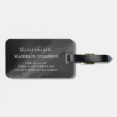 Einfache Schwarz-weiße Monogramm Gepäckanhänger (Rückseite horizontal)