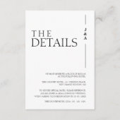 Einfache Schwarz-weiße Monogramm-Hochzeitdetails Begleitkarte (Vorderseite)