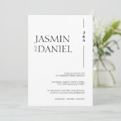 Einfache Schwarz-weiße Monogramm-Initialen Einladung (Stehend Vorderseite)