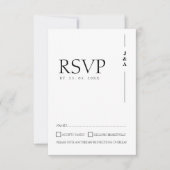Einfache Schwarz-weiße Monogramm-Initialen RSVP Karte (Vorderseite)