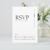 Einfache Schwarz-weiße Monogramm-Initialen RSVP Karte (Stehend Vorderseite)
