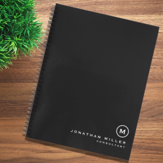 Einfache Schwarz-weiße Monogramm-Medallion Notizblock