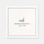 Einfache Schwarz-weiße Monogramm Moderne Elegante Serviette (Vorderseite)