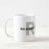 Einfache Schwarz-weiße Monogramm (Name+Initialen) Kaffeetasse (Links)