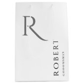Einfache Schwarz-weiße Monogramm-Personalisierte T Mittlere Geschenktüte (Vorderseite)