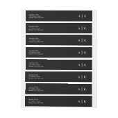 Einfache Schwarz-weiße Monogramm-Rücksendeadresse (Bogen)