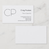 Einfache Schwarz-weiße Monogramm-Visitenkarte Visitenkarte (Vorne/Hinten)