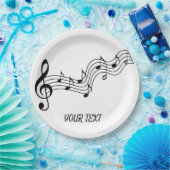 Einfache Schwarz-weiße Musiknote Pappteller (Party)