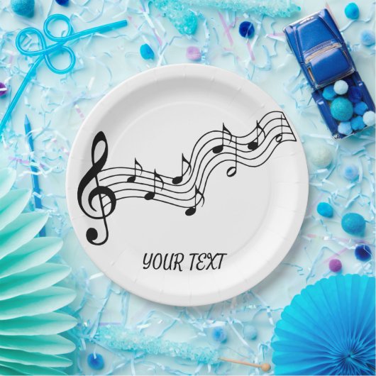 Einfache Schwarz-weiße Musiknote Pappteller (Party)