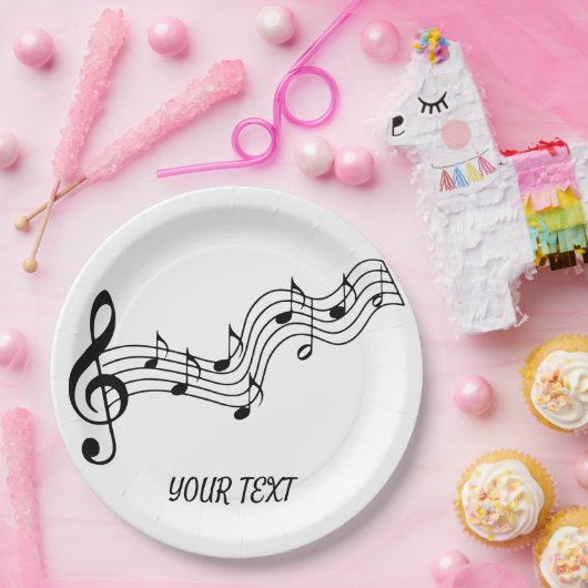 Einfache Schwarz-weiße Musiknote Pappteller (Party)