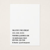 Einfache Schwarz-weiße Ohrring-Display-Karte (Rückseite)