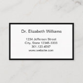 Einfache Schwarz-weiße Personalausweis für Ärzte Terminkarte (Rückseite)