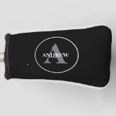 Einfache Schwarz-weiße Personalisierte Monogramm Golf Headcover (Vorderseite)