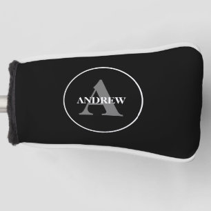 Einfache Schwarz-weiße Personalisierte Monogramm Golf Headcover