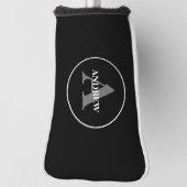 Einfache Schwarz-weiße Personalisierte Monogramm Golf Headcover (Rotieren 90)