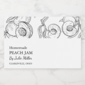 Einfache schwarz-weiße Pfirsiche Lebensmitteletikett (Einzelnes Label)