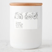 Einfache schwarz-weiße Pfirsiche Lebensmitteletikett (Vorderseite)